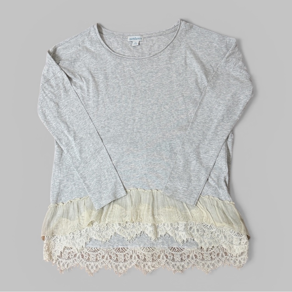 Sundance 100% Cotton Light Heather Gray Tunic Blouse